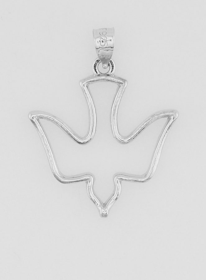 Pendentif Colombe de l'Esprit Saint en Argent - 18mm (pic 1)