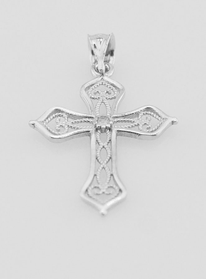 Pendentif Croix Ajourée Arabesques - 20mm (pic 2)
