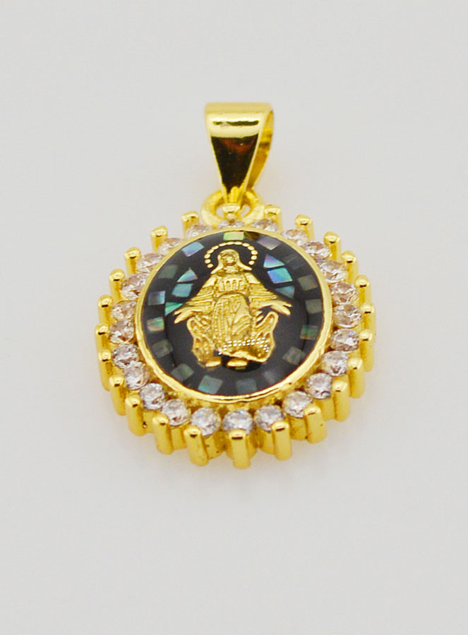 Médaille Vierge Miraculeuse Noir Irisé - 17mm (pic 2)