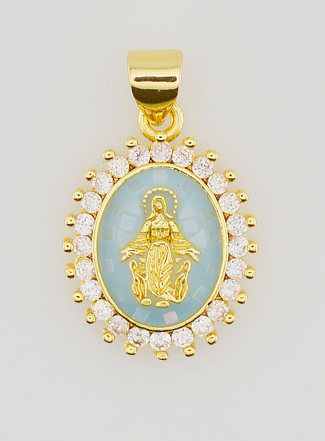 Médaille Vierge Miraculeuse Bleu - 17mm (pic 1)