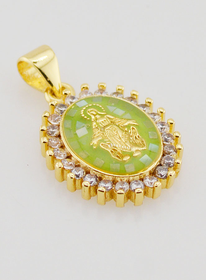 Médaille Vierge Miraculeuse Vert - 17mm (pic 3)