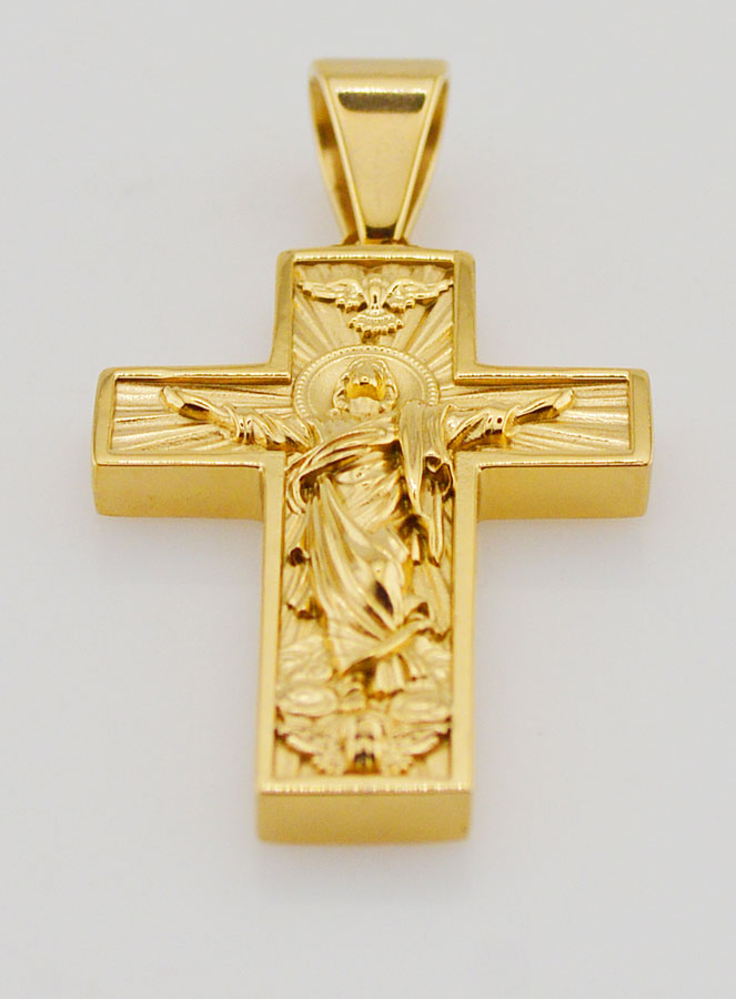 Pendentif Croix Christ Rédempteur Inox Doré - 35mm (pic 2)