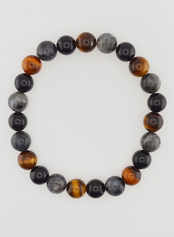 Bracelet Oeil de Tigre - Onyx - Larvikite - 8mm (pic 1)