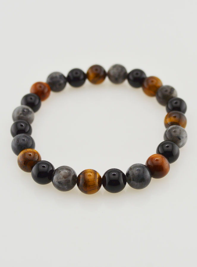 Bracelet Oeil de Tigre - Onyx - Larvikite - 8mm (pic 2)