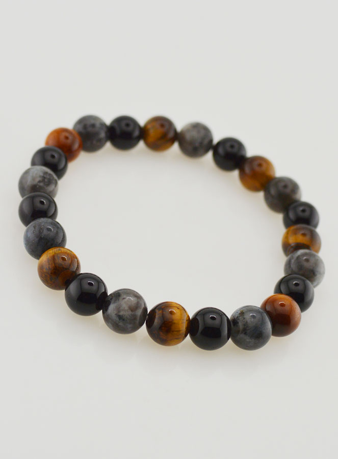 Bracelet Oeil de Tigre - Onyx - Larvikite - 8mm (pic 3)