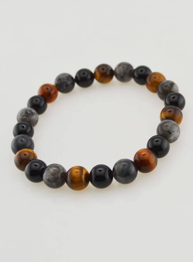 Bracelet Oeil de Tigre - Onyx - Larvikite - 8mm (pic 4)