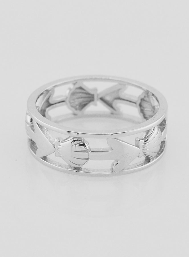 Bague Argent Ajourée Coquille & Ancre - T56 (pic 1)