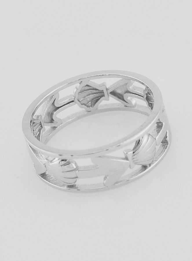 Bague Argent Ajourée Coquille & Ancre - T56 (pic 3)