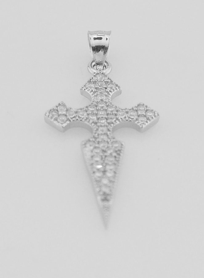 Croix de Saint Jacques Argent et Zircons - 20mm (pic 2)