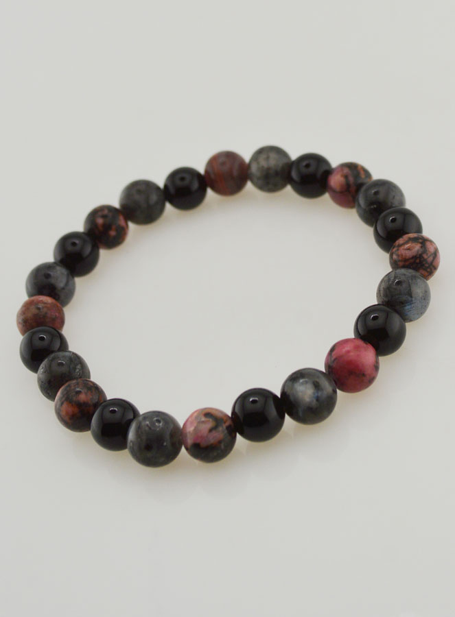 Bracelet Rhodonite - Onyx - Larvikite - 8mm (pic 4)