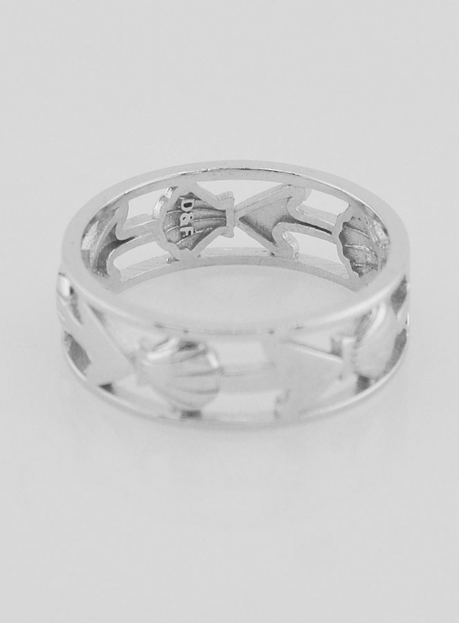 Bague Argent Ajourée Coquille & Ancre - T58 (pic 4)