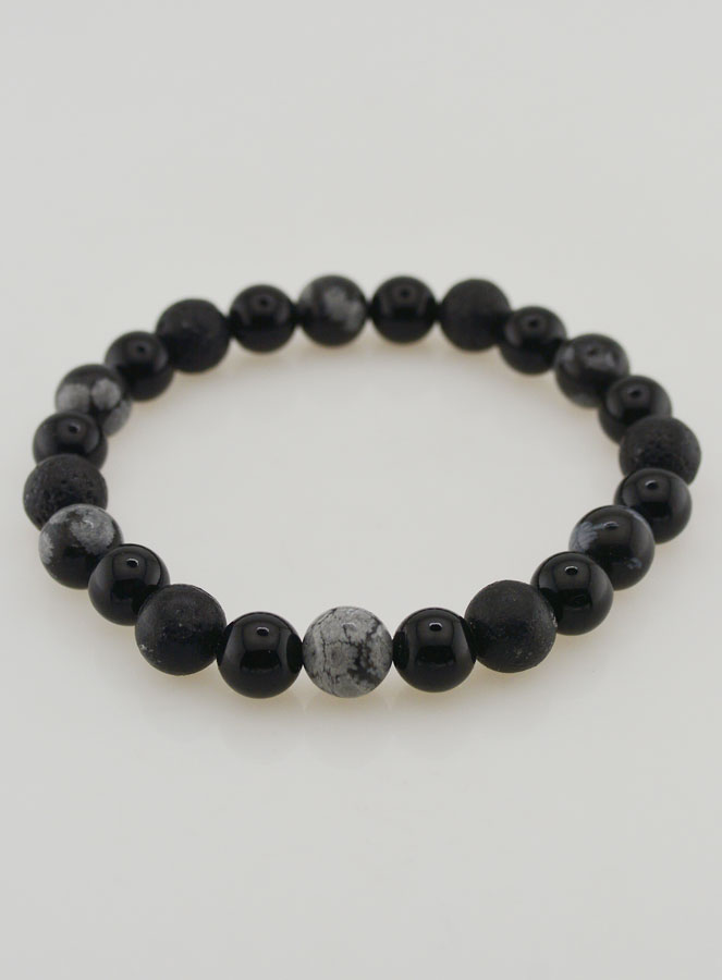 Bracelet Obsidienne, Onyx Noir & Pierre de Lave (pic 2)