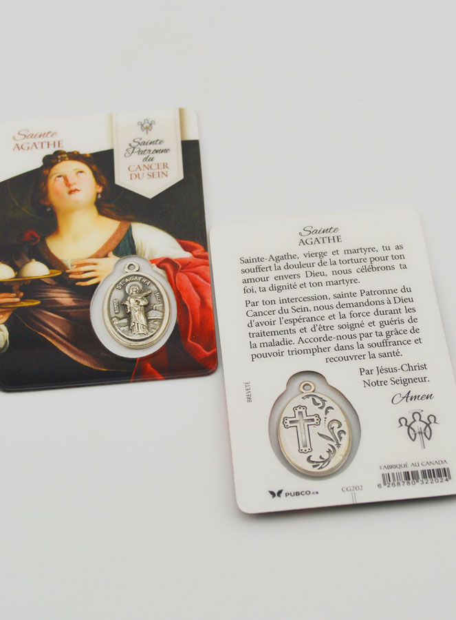 Carte de Prière et Médaille - Sainte Agathe (pic 2)