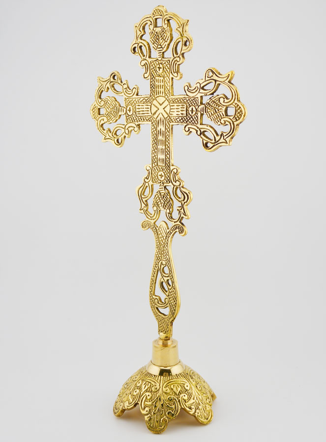 Crucifix Ornemental sur Socle - 28cm (pic 4)