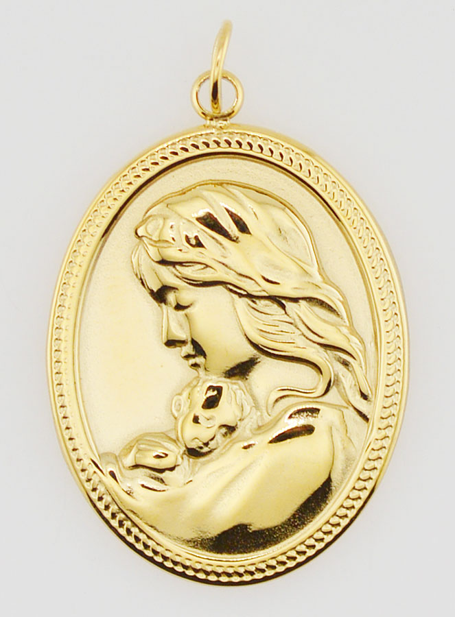 Médaille Vierge à l'Enfant Ovale - 25mm (pic 1)