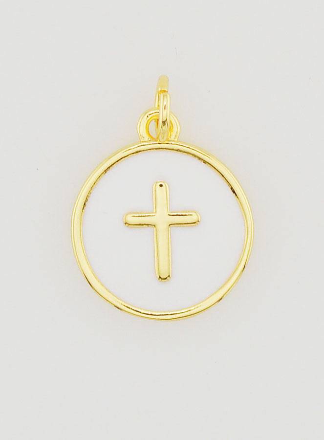 Pendentif Croix 14mm - Blanc (pic 1)