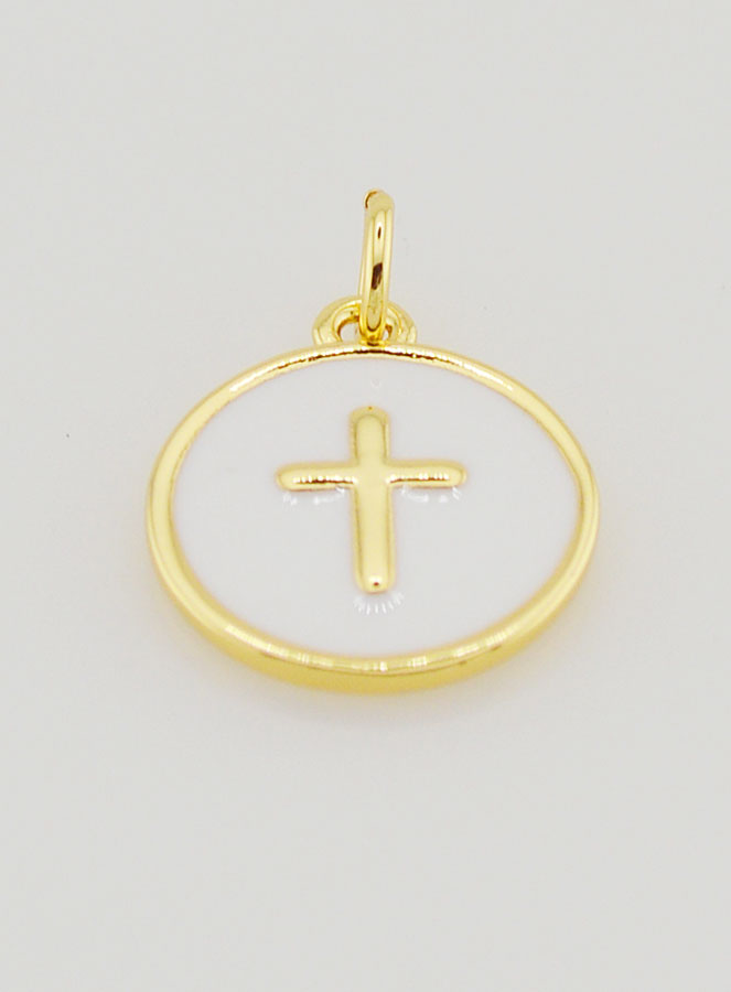 Pendentif Croix 14mm - Blanc (pic 2)
