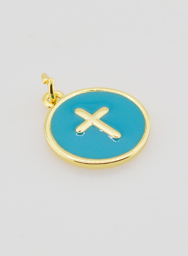 Médaille Croix Émaillée - Turquoise (pic 3)
