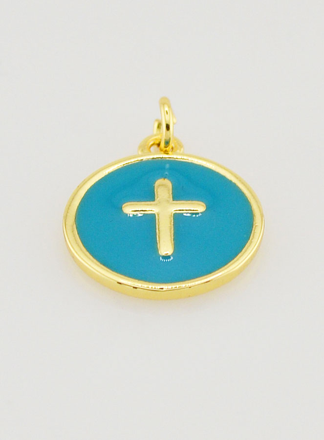 Pendentif Croix 14mm - Turquoise (pic 2)