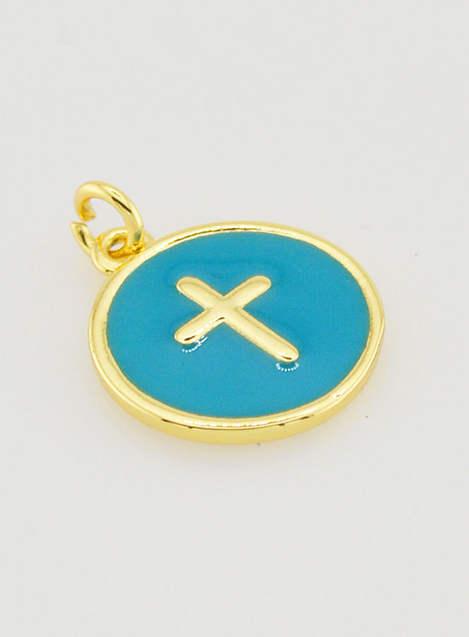 Pendentif Croix 14mm - Turquoise (pic 3)