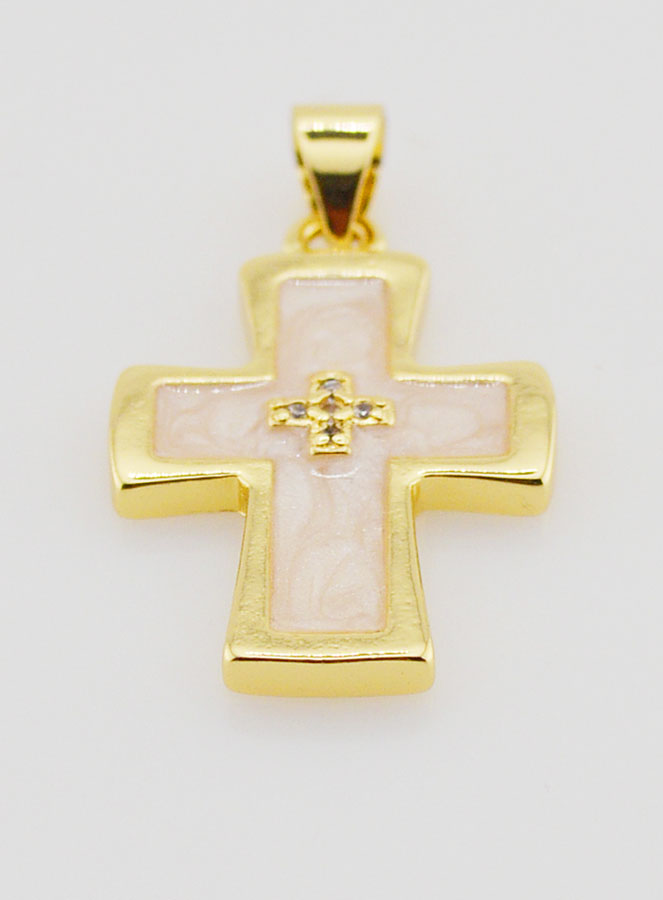 Pendentif Croix Nacre - 20mm (pic 2)