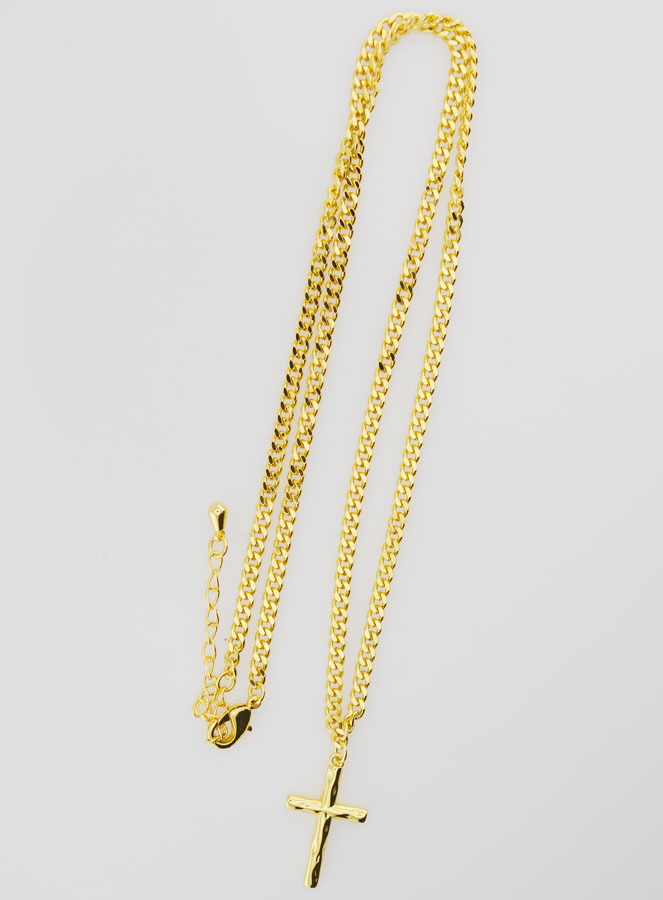 Collier Religieux Croix Martelée - Doré (pic 2)