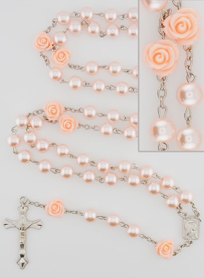 Chapelet de Lourdes Grains Nacrés & Roses (pic 1)