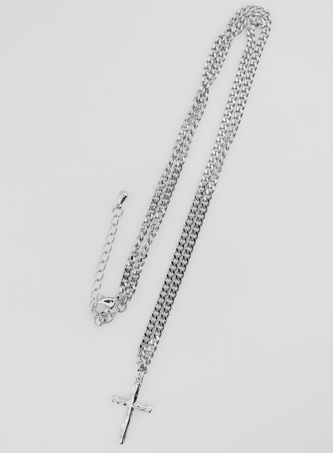 Collier Religieux Croix Martelée - Inox (pic 1)