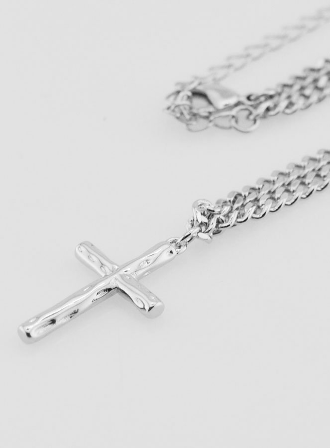 Collier Religieux Croix Martelée - Inox (pic 2)