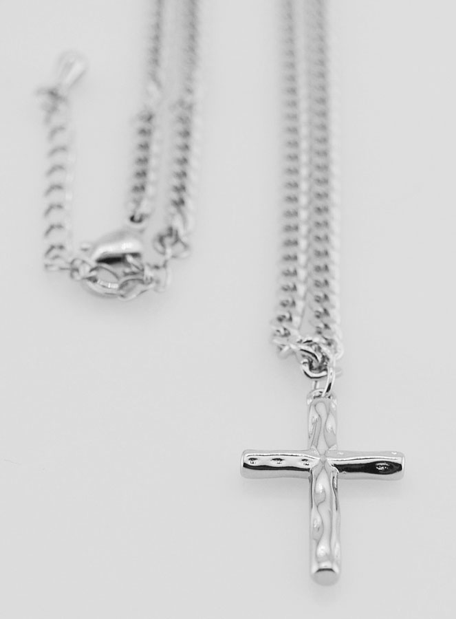 Collier Religieux Croix Martelée - Inox (pic 3)