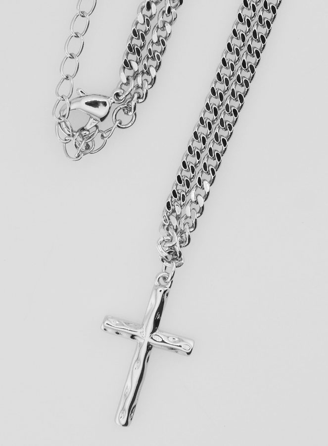 Collier Religieux Croix Martelée - Inox (pic 4)