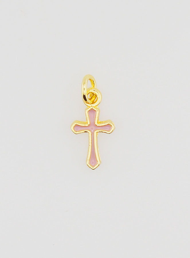 Pendentif Croix Breloque 10mm - Rose (pic 1)