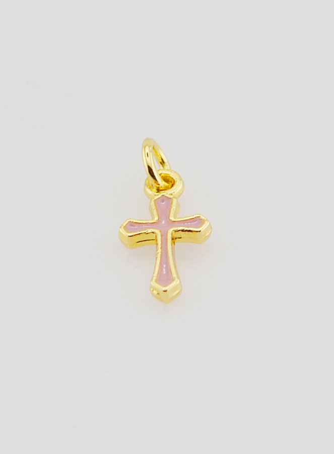 Pendentif Croix Breloque 10mm - Rose (pic 2)