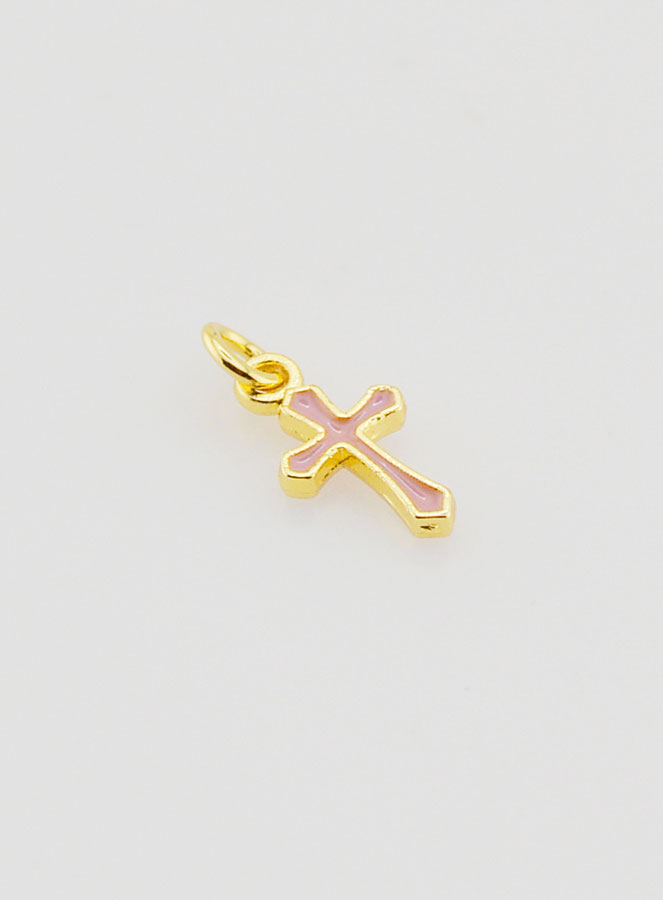 Pendentif Croix Breloque 10mm - Rose (pic 3)