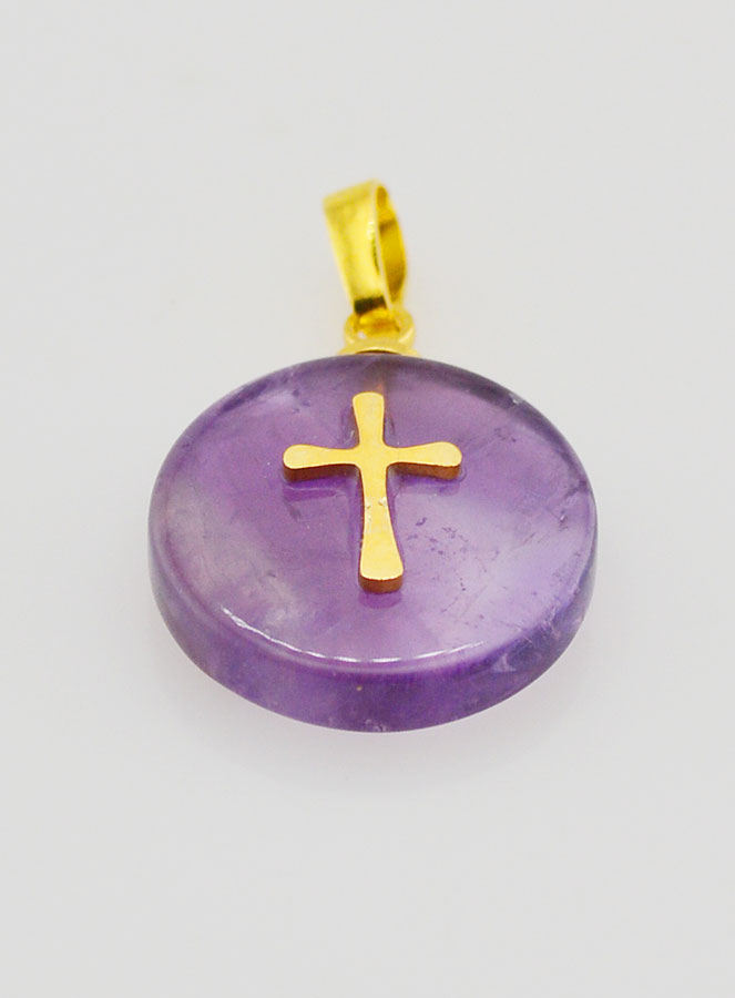 Médaille Translucide Avec Croix - Violet (pic 2)