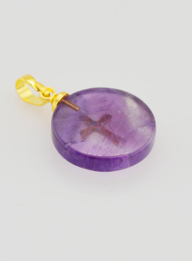 Médaille Translucide Avec Croix - Violet (pic 4)
