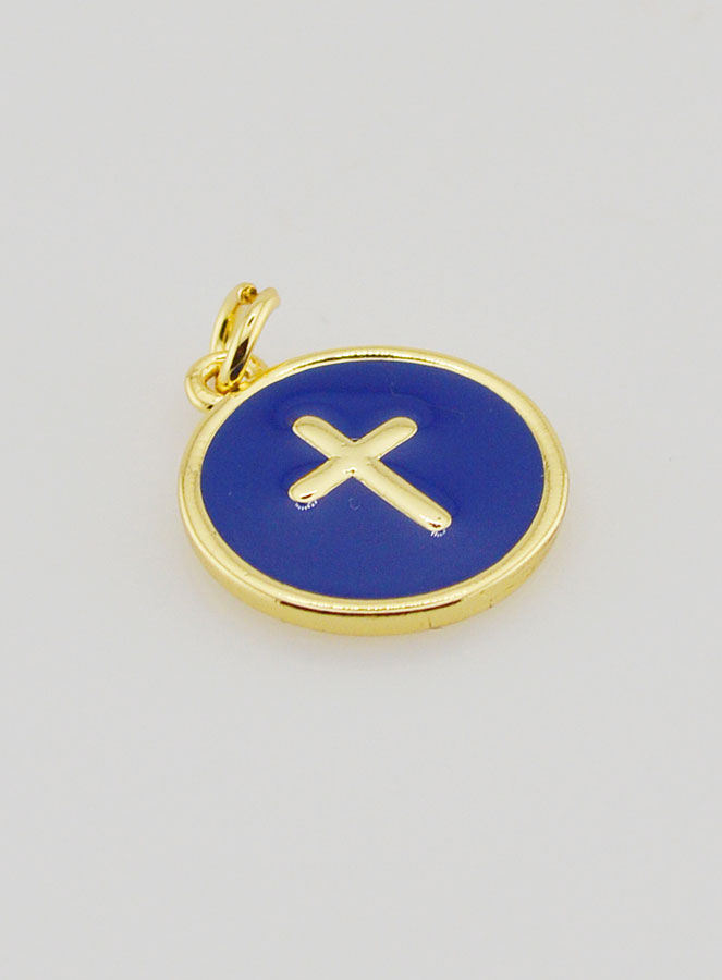 Médaille Croix - Émail Bleu Marine (pic 3)