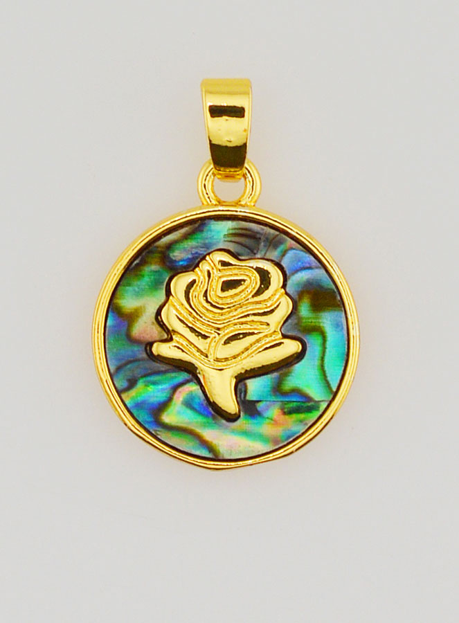 Médaille Rose en Ormeau - 14mm (pic 1)