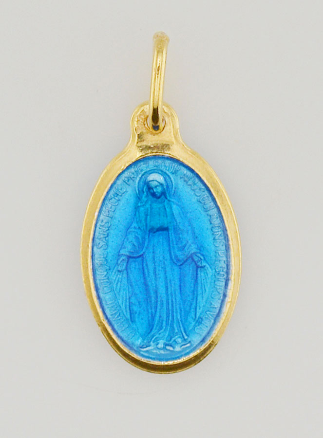Médaille Miraculeuse en Argent Doré & Émail - 17mm (pic 3)