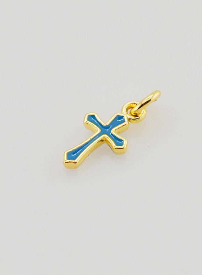 Pendentif Croix Breloque 10mm - Bleu (pic 4)