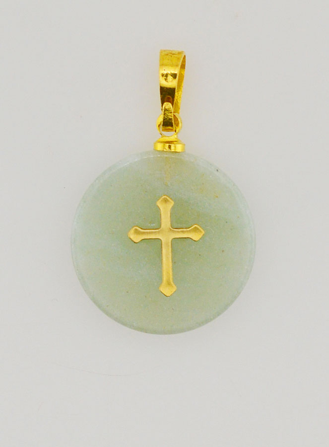 Médaille Translucide Avec Croix - Vert (pic 1)