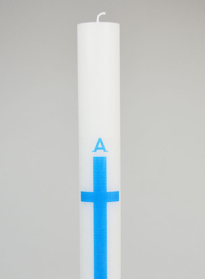 Cierge de Procession Alpha Omega 40cm - Bleu (pic 3)