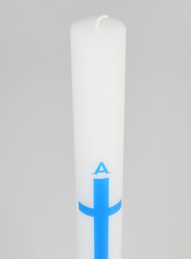 Cierge de Procession Alpha Omega 40cm - Bleu (pic 4)