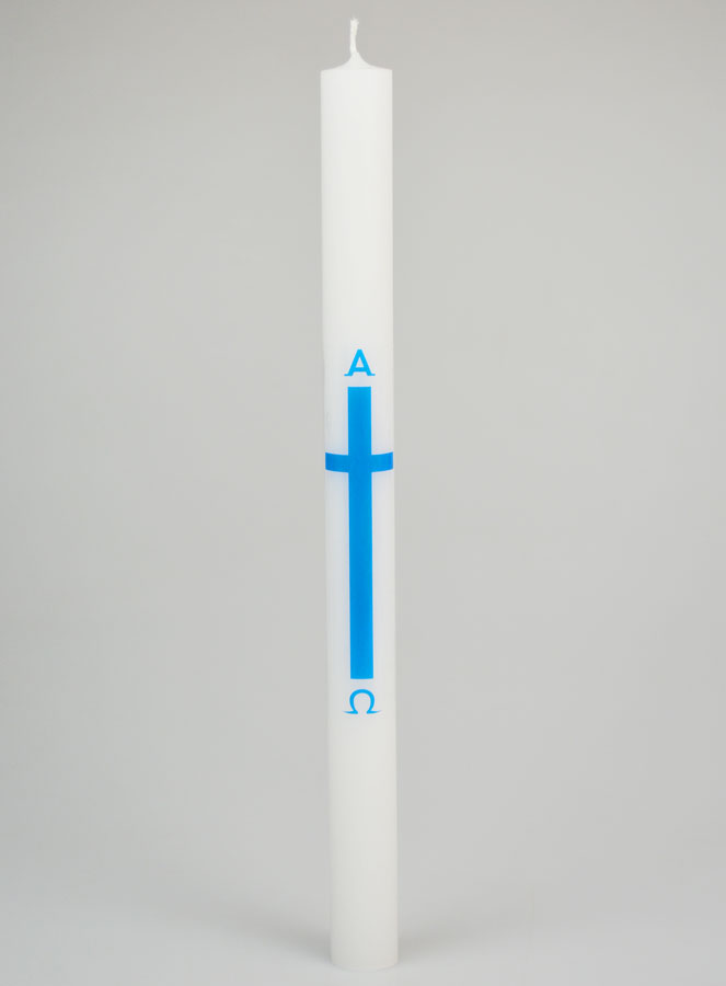 Cierge de Procession Alpha Omega 34cm - Bleu (pic 1)