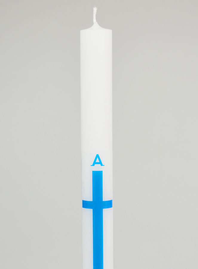 Cierge de Procession Alpha Omega 34cm - Bleu (pic 3)