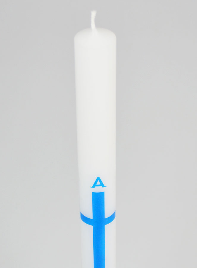 Cierge de Procession Alpha Omega 34cm - Bleu (pic 4)
