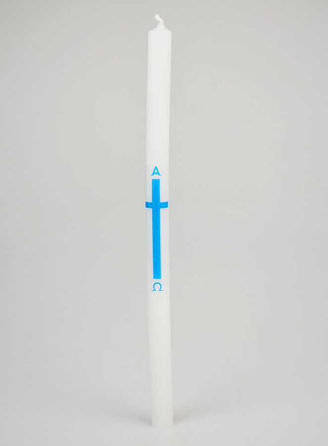 Cierge de Procession Alpha Omega 29cm - Bleu (pic 1)