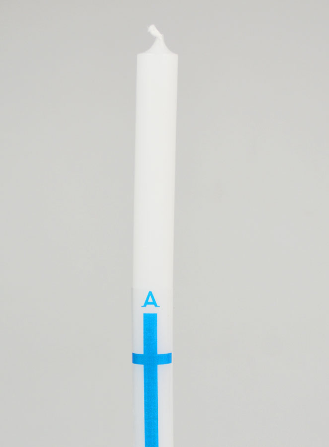Cierge de Procession Alpha Omega 29cm - Bleu (pic 3)