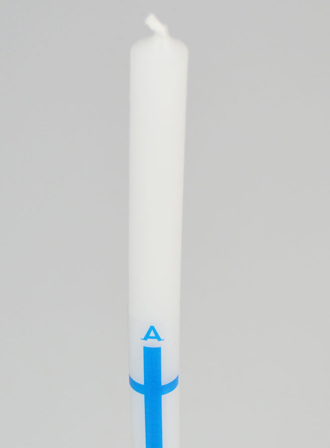 Cierge de Procession Alpha Omega 29cm - Bleu (pic 4)