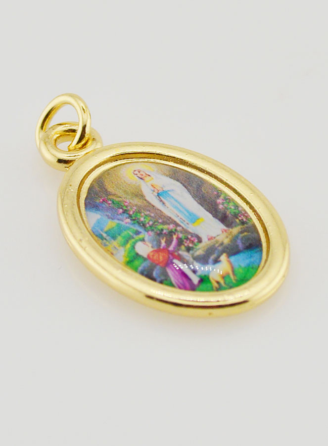 Médaille ND de Lourdes Dorée - 25mm (pic 3)